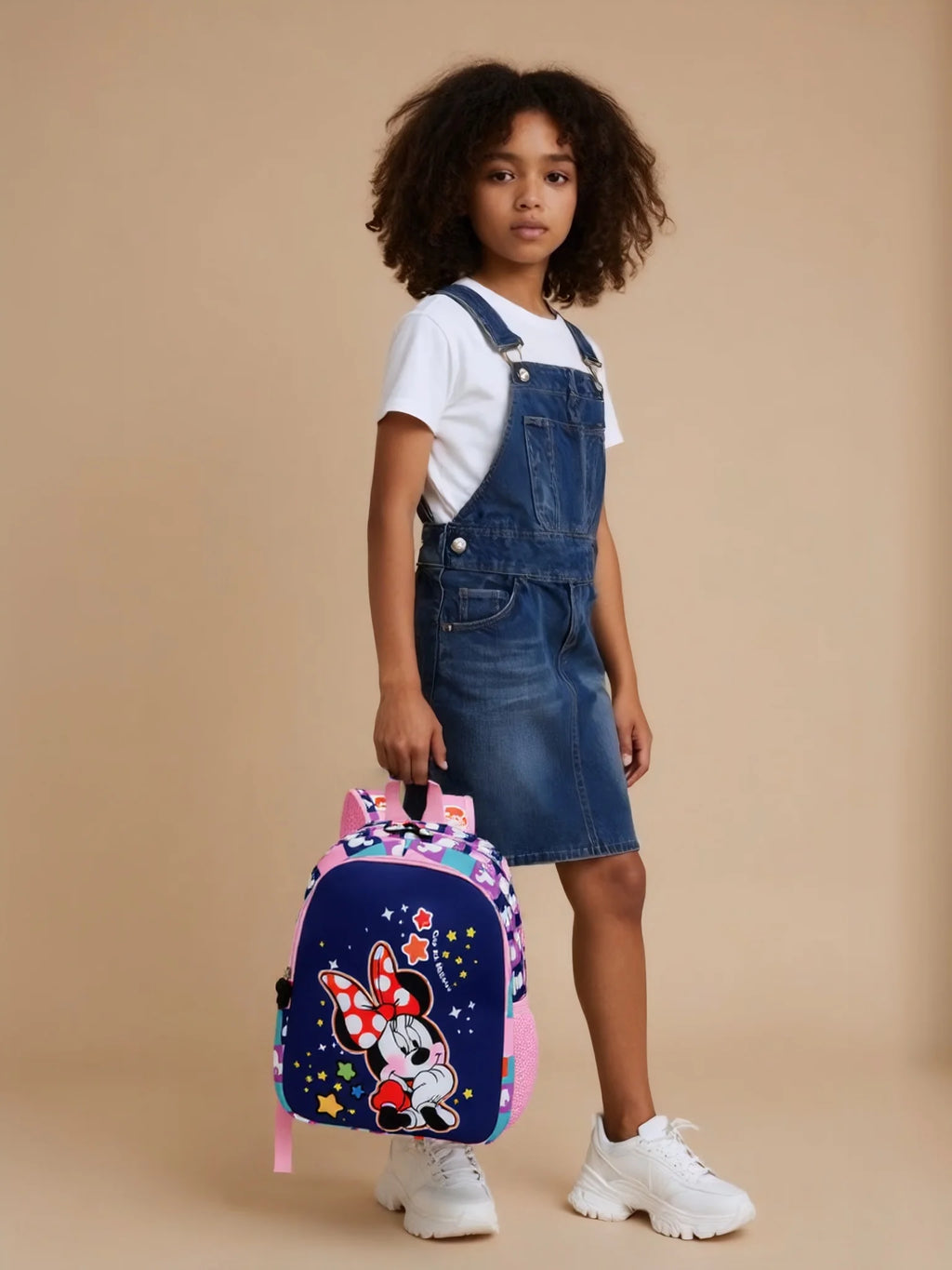 Minnie Print Backpack Large Capacity Lightweight Children's Schoolbag Casual Nylon Cute Knapsack