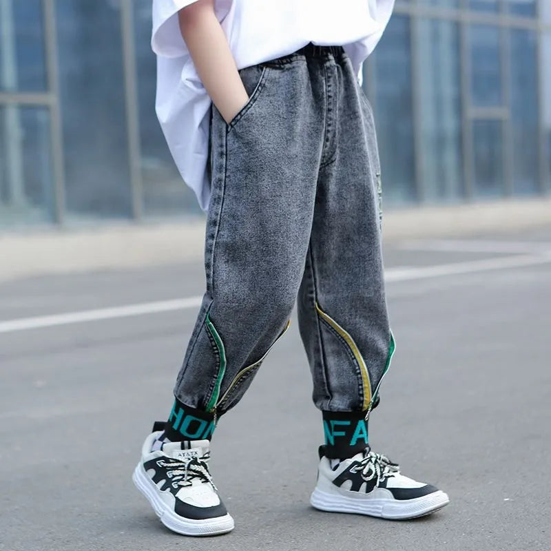 Kids' Loose Fit Dad Jeans for Boys & Girls, Big Kids Spring Autumn School Jeans, Stylish & Trendy Long Pants