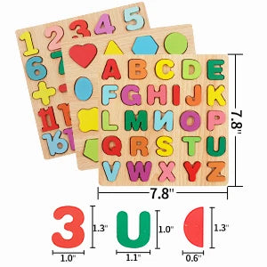Wooden Puzzles Toys for Kids 3 Year Alphabet Numbers Children Montessori Educational Learning Toys abc Letters Preschool Gift