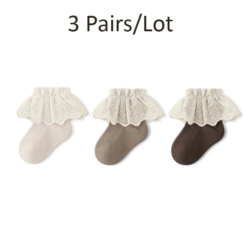 3/5 Pairs Kids Girls Socks Princess Lace Kids Socks For Girls Children Girls Socks Newborn Tube Socks For Girls