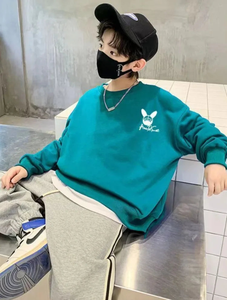 Boys' Mid-Large Size 2025 Spring-Autumn New Layering Stylish Street-Cool Sweatshirt