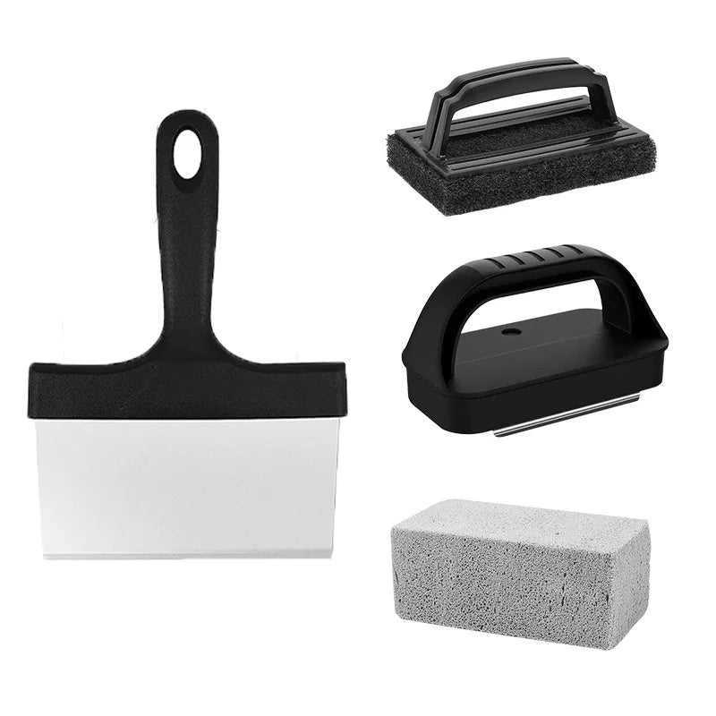 4Pcs/Sets Griddle Cleaning Kit for Blackstone with Griddle Flat Top Grill Accessories Cleaner Tools Set Scraper Scouring Pads