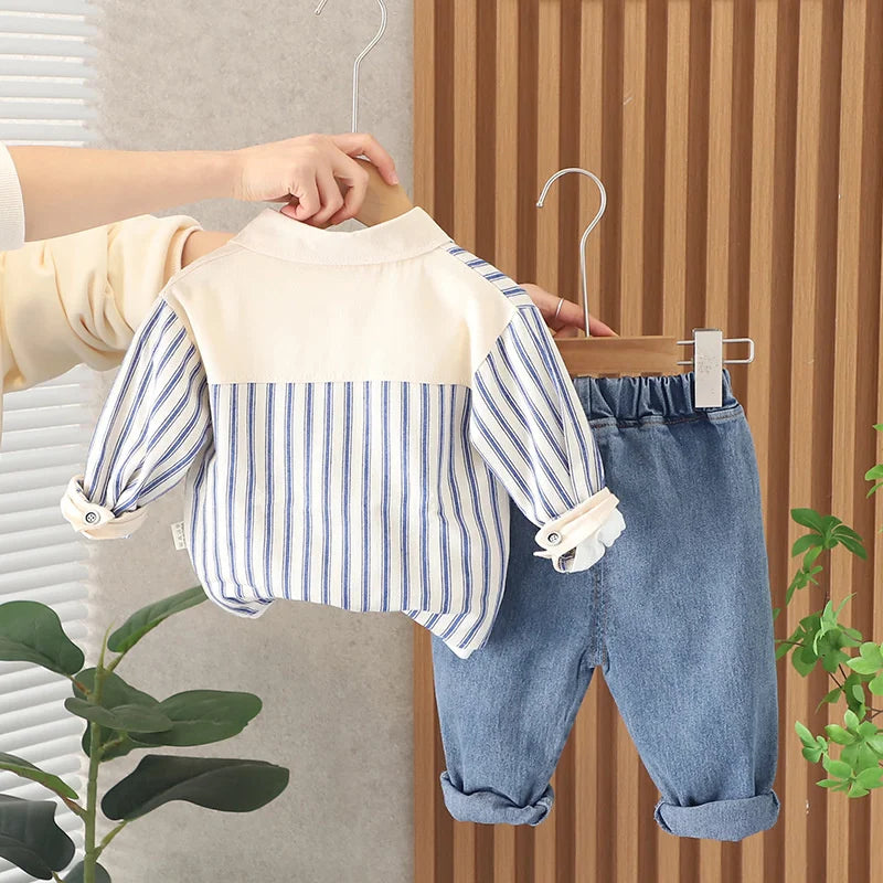New Spring Autumn Baby Clothes Suit Children Boys Striped Jacket T-Shirt Pants 3Pcs/Sets Toddler Casual Costume Kids Tracksuits