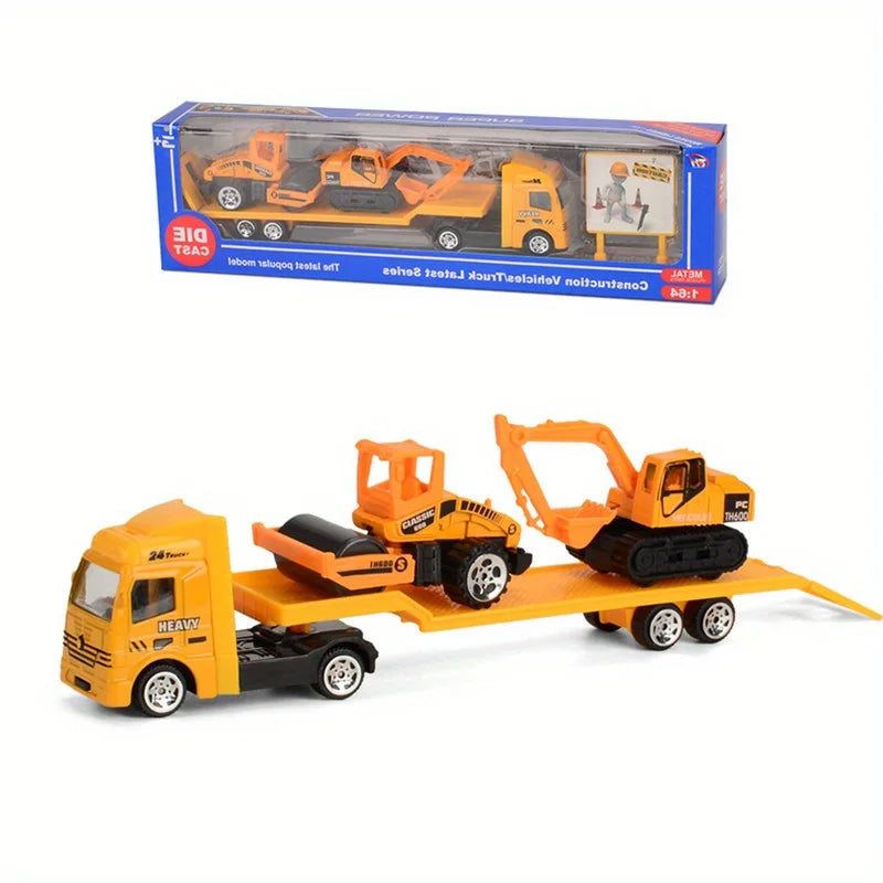 Play Vehicles Set Toy Construction Police Car Fire Engine Truck Playset Friction Powered Engineering Toy for Boys Girls Toddlers