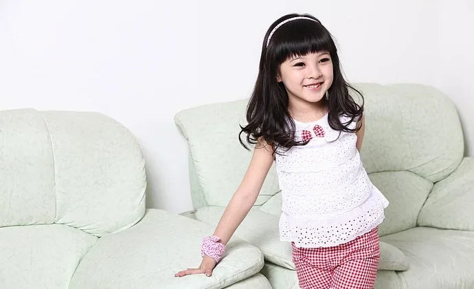 Summer 2/piece Set for Girls Top and Pants Baby Girl Lace Sleeveless Top Plaid Shorts Children's Clothing Set