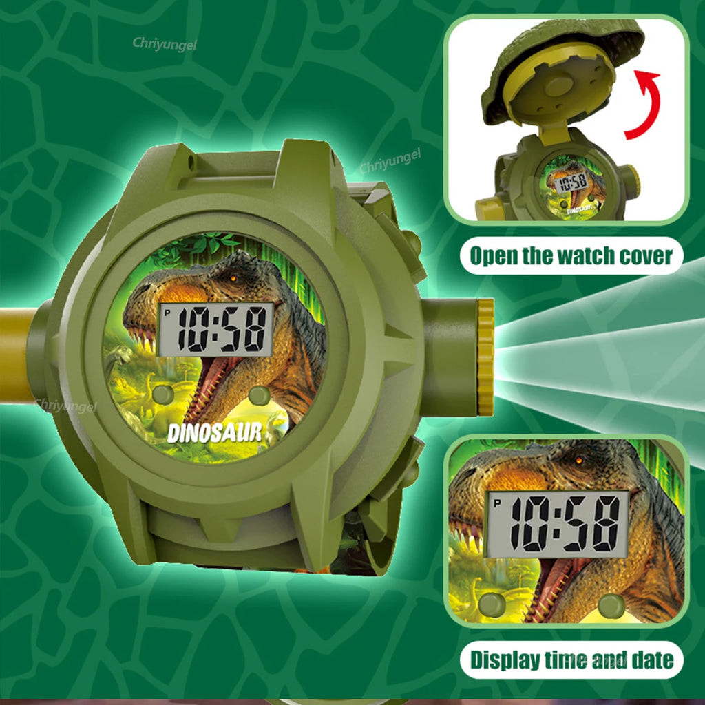 Cartoon Projection Watch for Kids Electronic Watch 24 Patterns Display Projector Montessori Education Toys Gift for Boys Girls