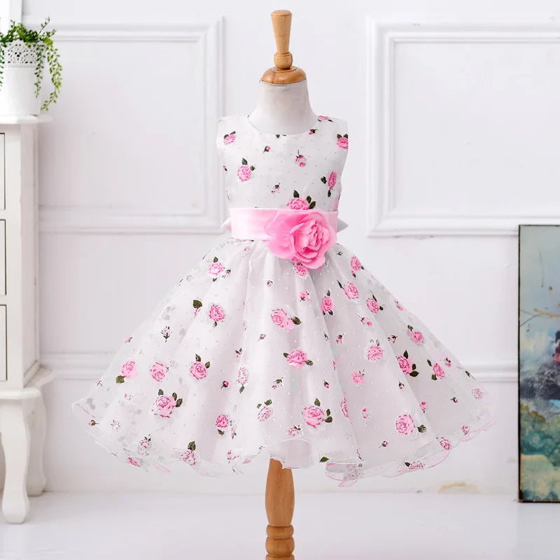 Elegant Bridesmaid Flower Girls Party Dress Bow lWedding Princess Kid Dresses for Girl Birthday Evening Kids Clothing 3-10 Years