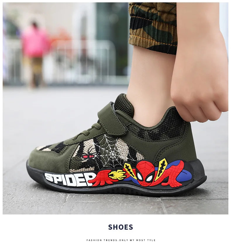 Disney Shoes Children Camouflage Green Sneaker Shoes For Kid Walking PU Breathable Shoes Size 26-35