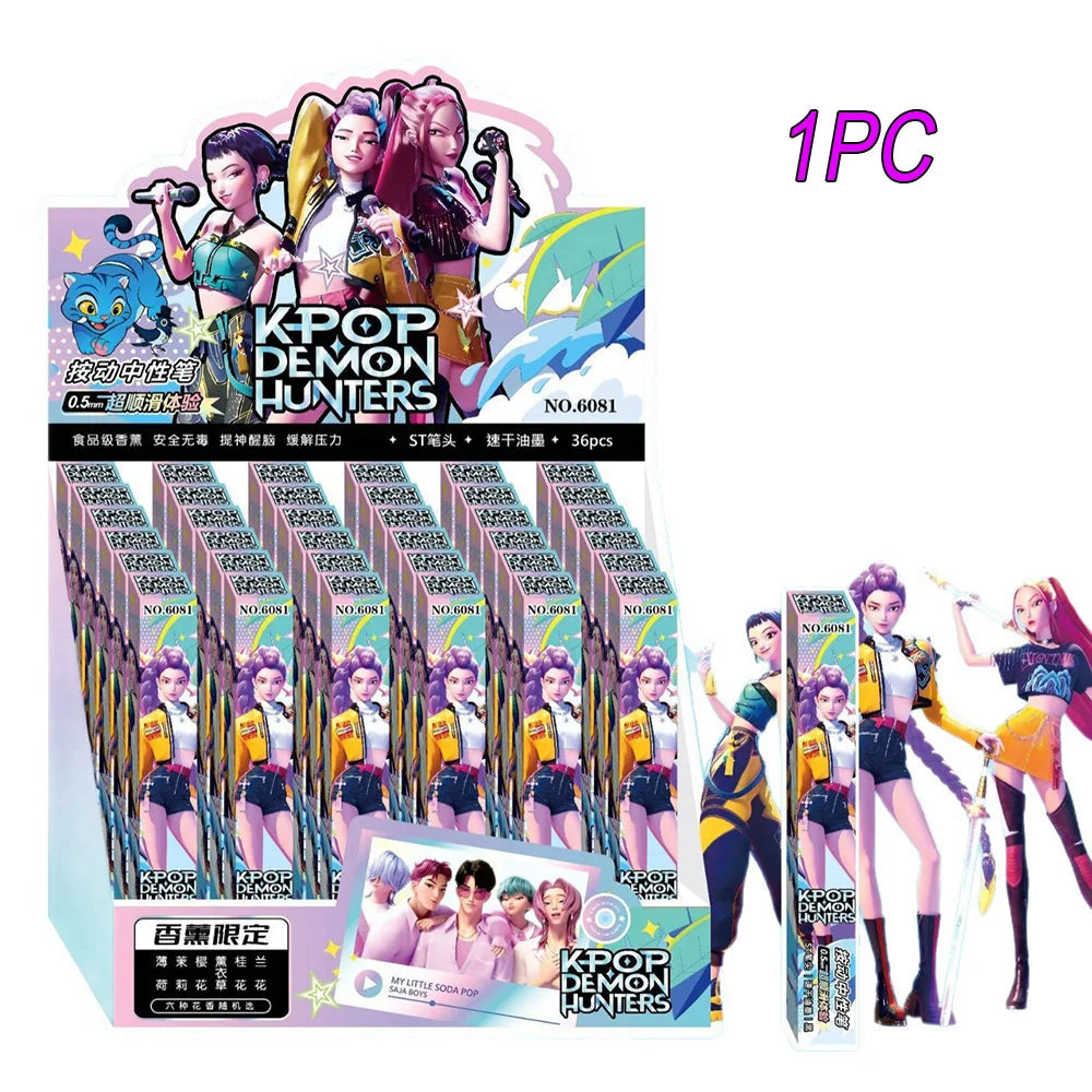 1/3/6/12/24Pcs KPop Demon Hunters Black Gel Pen Blind Box Student Writinng Pen Anime Figure Stationery Study Supplies Gift 0.5mm