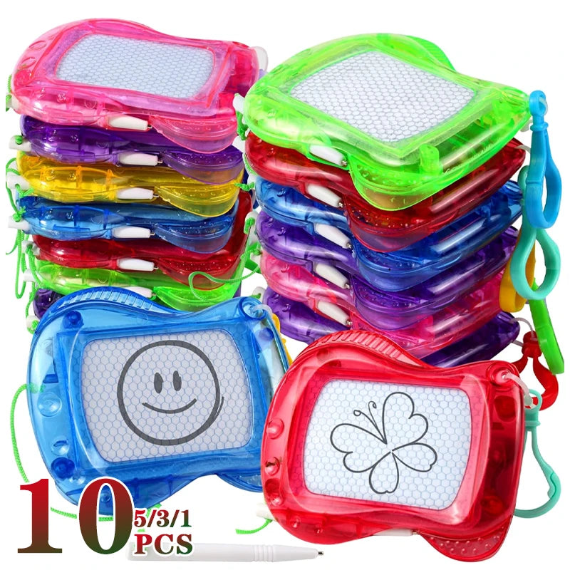 1-10PCS Mini Magnetic Drawing Board Keychain  Doodle Pad with Stylus Portable Toy Erasable Writing Board Educational Kids Gift