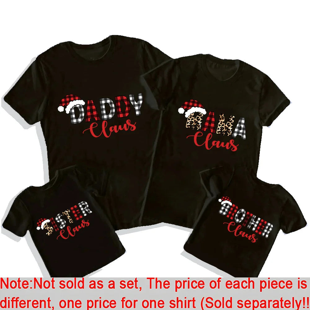 Christmas Family Matching Shirt Dad Mom Bro Sis Matching Casual Short Sleeve Tee Clothes Xmas Holiday Outfits