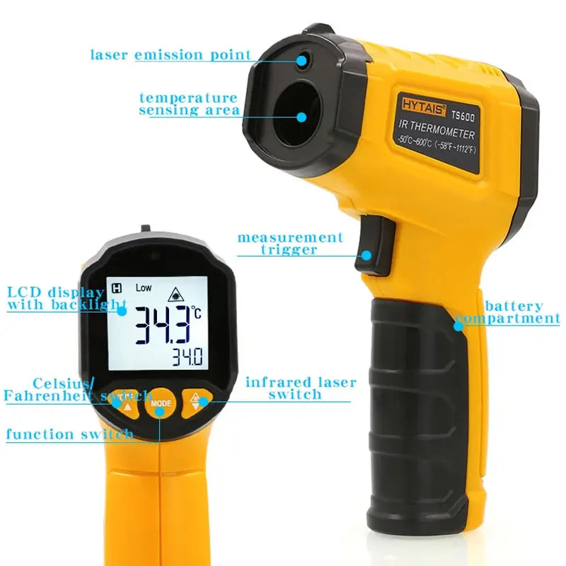 Handheld Non Contact Heat Laser Temperature Gun Digital Infrared Thermometer Gun for Cooking,BBQ,Pizza Oven,-58℉~1022℉(-50℃~600℃