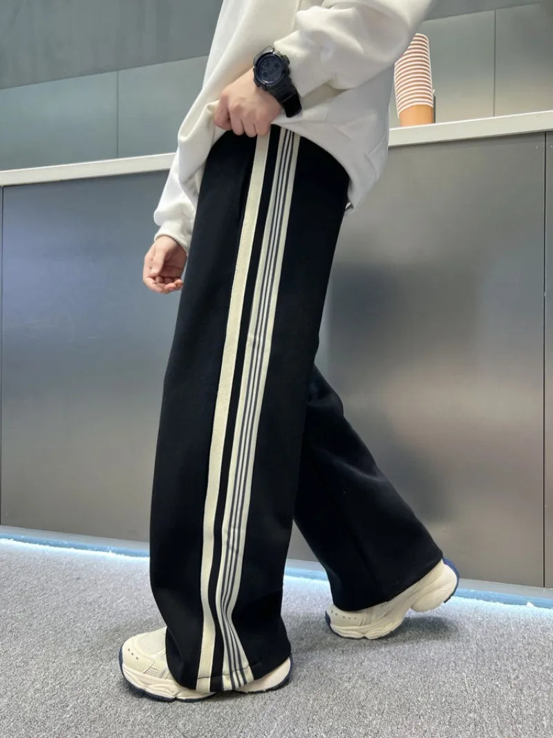 2025 New Release Boys' Wide-Leg Pants - Breathable Sporty Straight Leg for Boys 120-170cm, Spring Autumn Streetwear Casual Wear