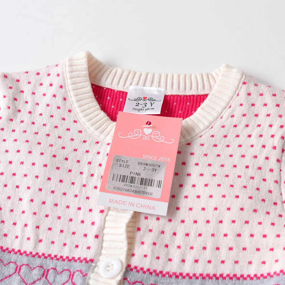 VIKITA Teenagers Cardigans Girls Snowflakes Heart Shape Striped Casual Fashion Cute Sweaters Kids Coat Outer Wear Tops Costumes