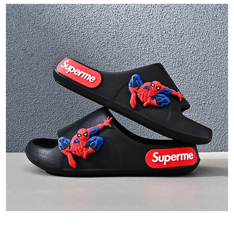 Disney Children Home Slippers Kids Cartoon Spiderman Boys Girls Soft Sole Shoes Anti-Slip Beach Slippers Size 24-45