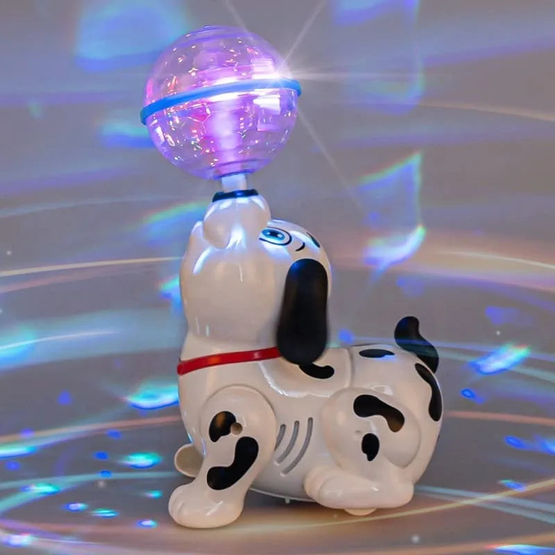 Spinning Dalmatian Toys Bump and Go Dancing Dog with Ball Music & Colorful Flashing Lights for Small Babies Infant Toddlers