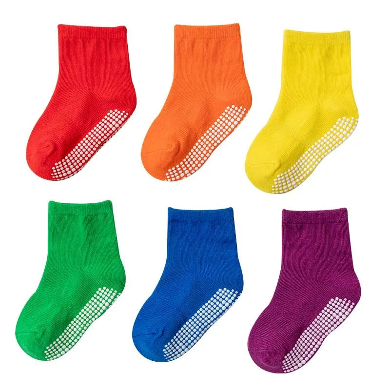 1/3/6/9/12 Pairs Kids Cotton Socks Sets for Baby Boys Girls 2025 White Non-slip Comfy Breathable Baby Trampoline Floor Socks