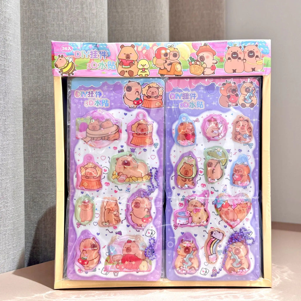 Kawaii Capylara 3D Stickers Scrapbooking Diy Three-dimensional Shake Crystal Sticker Cute Stationery Diary School Prizes Gift ﻿