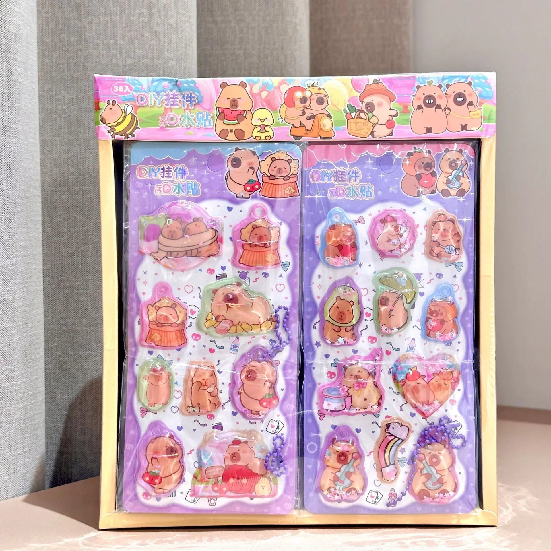 Kawaii Capylara 3D Stickers Scrapbooking Diy Three-dimensional Shake Crystal Sticker Cute Stationery Diary School Prizes Gift ﻿