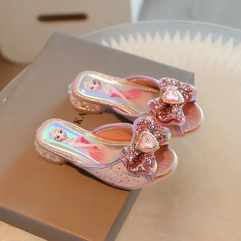 Disney Frozen Elsa Shoes For Girls Children Cartoon Princess Flats Kids Beach Home Shoes Inside Outside Slippers Size 26-36