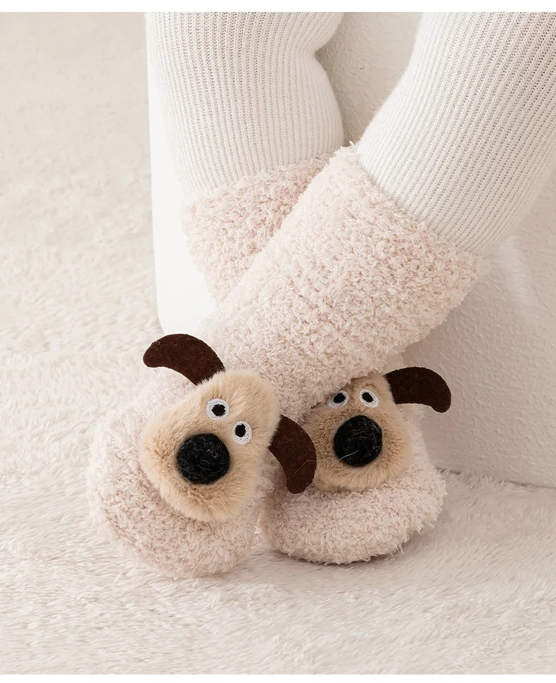 3 Pairs/Lot Baby Floor Socks Non-Slip Sole Kids Socks Cute Cartoon Winter Warm Toddler Socks For Boys And Girls