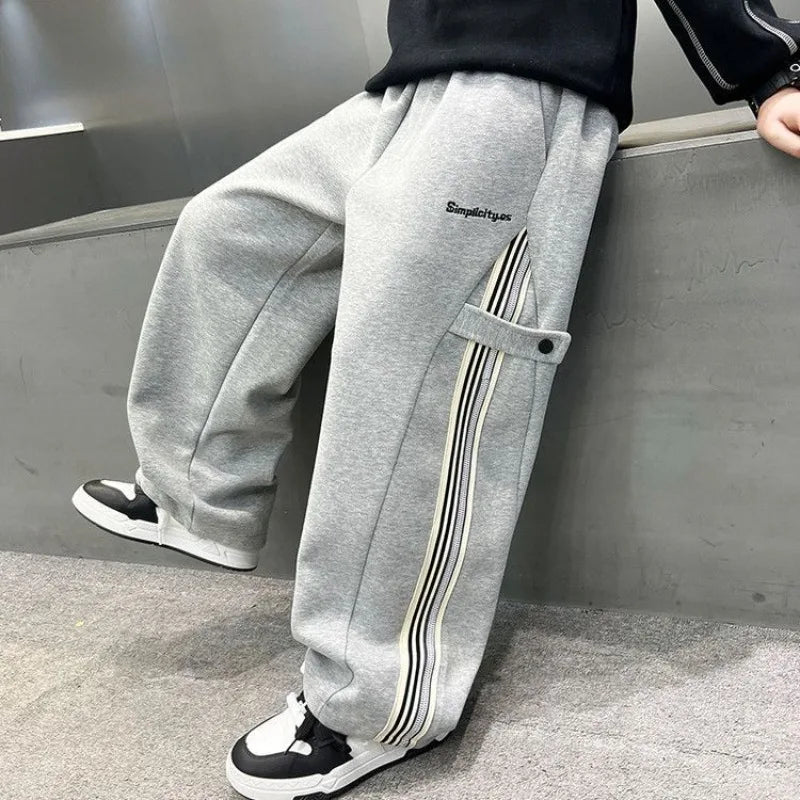 Boys Autumn 2025 Trendy Loose Sweatpants Casual Comfortable Outdoor Sports Pants for Tween Boys Size 8-12