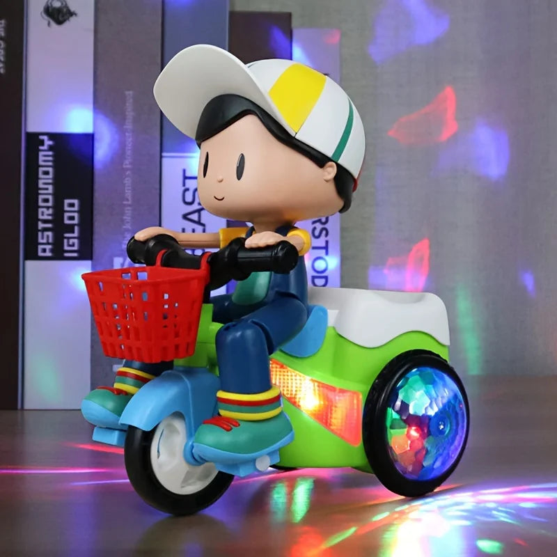 Robot Toys for Kids Spinning Stunt Car Toys Dancing Electric Trike Kids Motorcycle Cartoon Toy Interactive Toy with Music Light