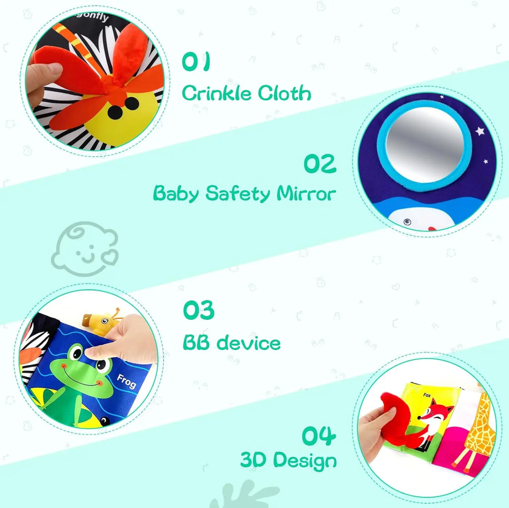 Baby Soft Books Toys Crinkle Cloth Book Marine Animal Tails for Infant Baby Early Development Interactive Stroller Soft Toys