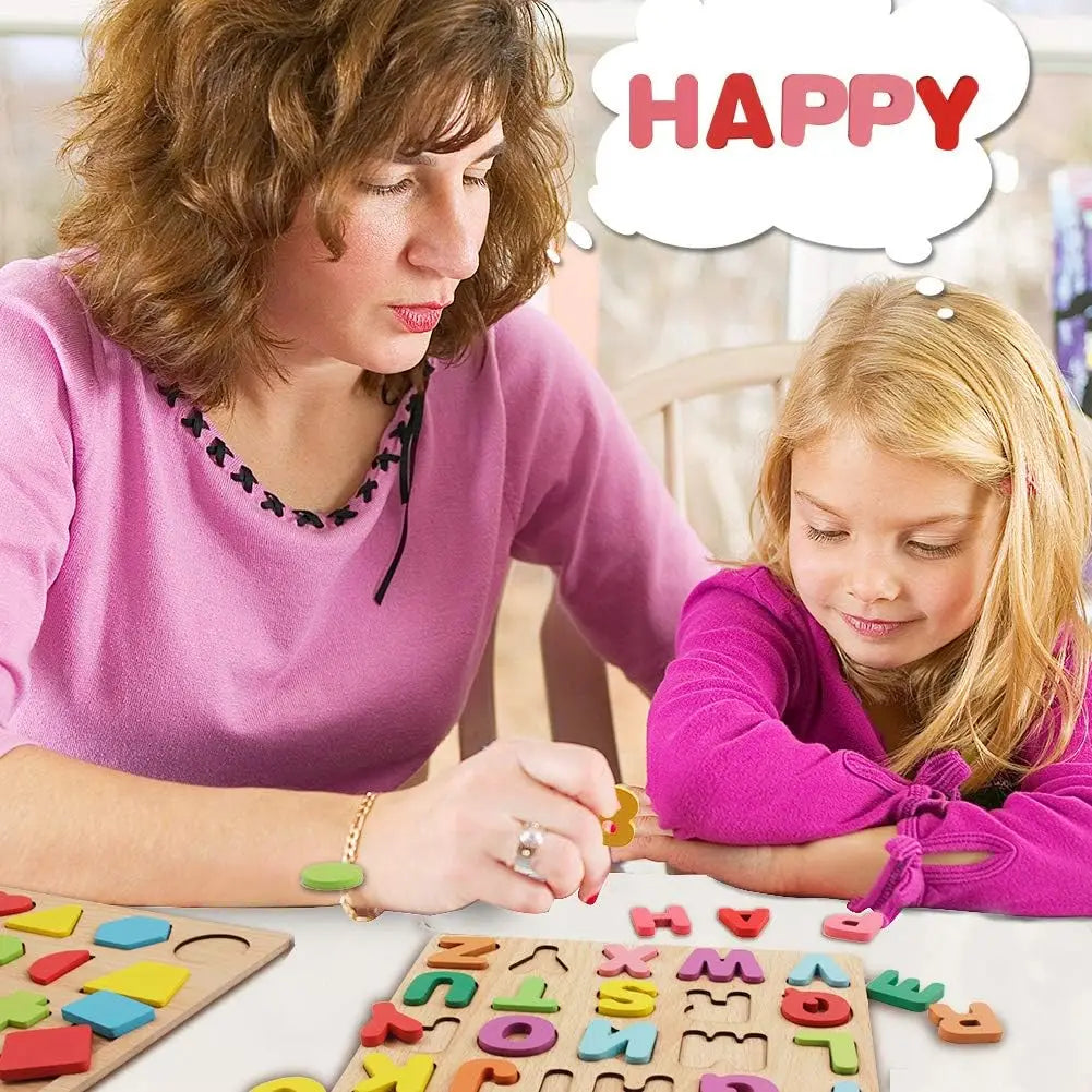 Wooden Puzzles Toys for Kids 3 Year Alphabet Numbers Children Montessori Educational Learning Toys abc Letters Preschool Gift