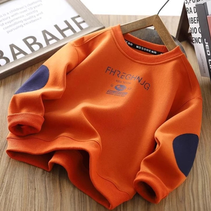 Boys' Middle/Big Kids 2025 New Spring/Autumn Crewneck Long Sleeve Stylish Sweatshirt Tops