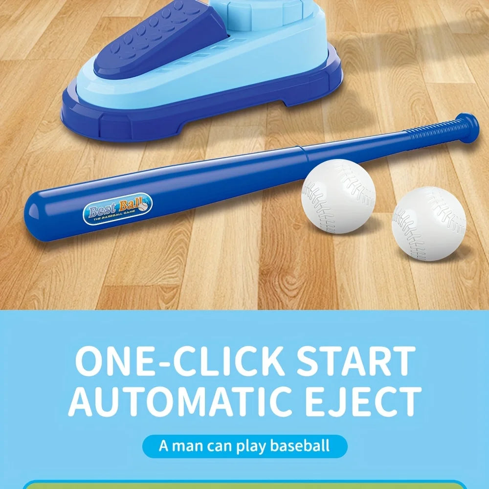 Baseball Tee T-Ball Set for Kids Toddler Baseball Set with Step-On Pitching Machine Pop Up Balls Outdoor Christmas Gift for Boys