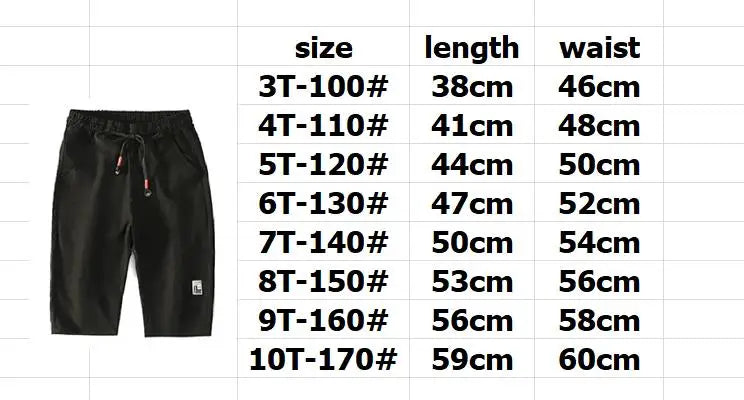 3-10Year Children Shorts Teenager Boys Shorts Summer Kids Knee Length Straight Shorts Boys Linen Cotton Capris Track Pant Casual