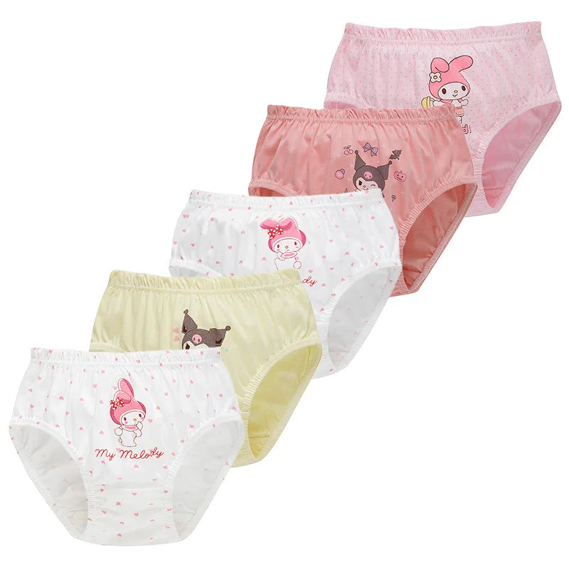 10Pcs/Set Cotton Girls Panties Cute Characters Kuromi Melody Girls Briefs Cartoon Children Underwear Breathable Kids Knickers