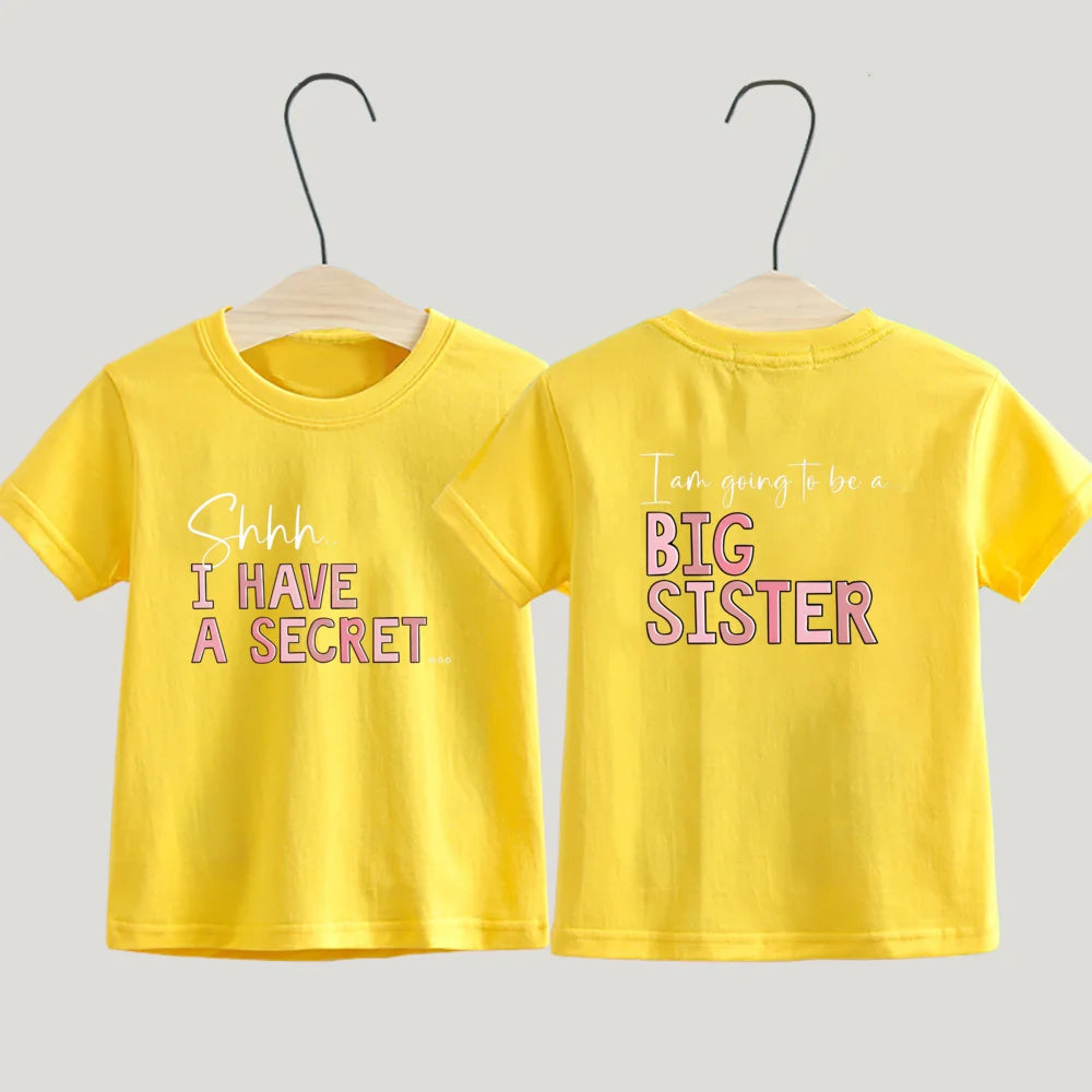 Big Sister T-Shirt I Have A Secret Promoted To Big Sister Pregnancy Announcement Gift Going To Be A Big Sister Kids Tee