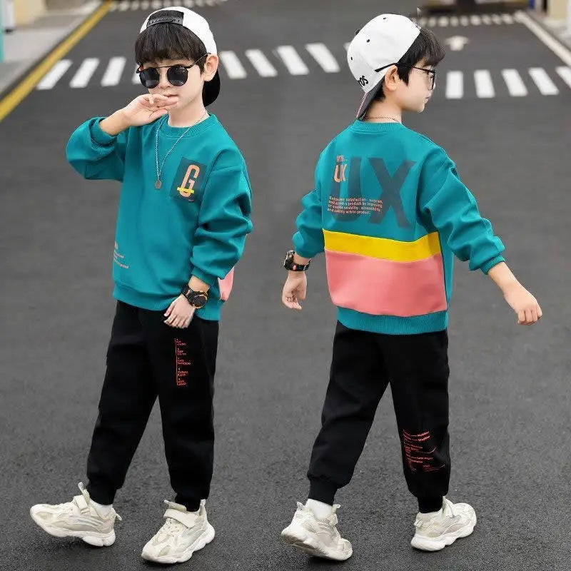 2024 Boys Clothes Set striped Sweatshirt tops + Sport Pants Tracksuits winter Autumn Kids Suit Children 5 7 8 9 10 11 12 13Year