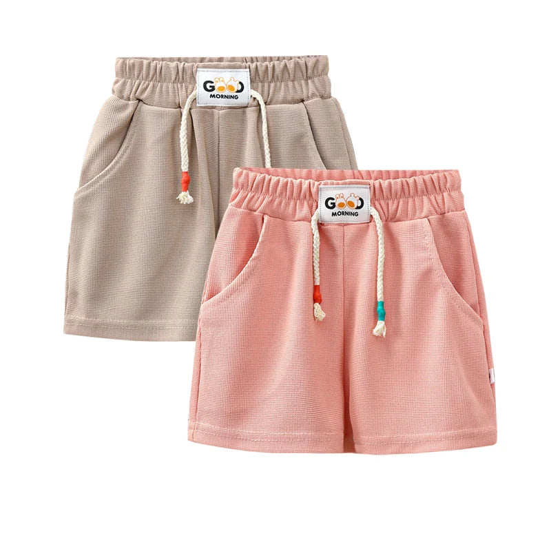 2pcs Summer Kids Shorts Boys Girls Solid Color Short Baby Solid Color Casual Pant Children Short Pant Sport Clothing Outwear