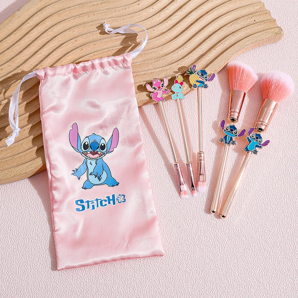 5pcs Summer Limited Stitch Makeup Brush Set Cartoon Doll Eyeshadow Brush Creative Makeup Tools Holiday Gifts for Girls