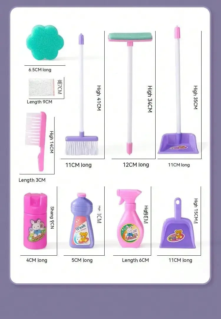 Housekeeping Cleaning Trolley Playset Caddy Includes Accessories and Toy Vacuum with Sounds and Lights Pretend Play for Girls