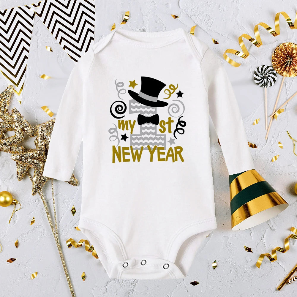 It Is My 1st New Year Baby Boy Girl Long Sleeve Romper Fashion Casual Robe Ropa Newborn Baby Bodysuit New Year Holiday Best Gift