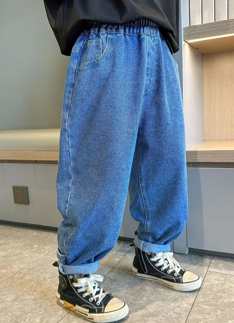 2025 New Boys' Denim Jeans 2025 Trendy Tween Boys Casual Long Pants Boys' Relaxed Fit Jeans Hot Sale
