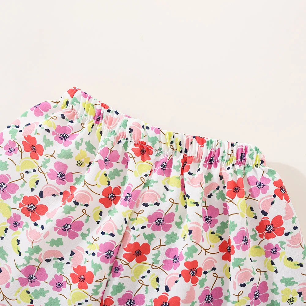 Summer New Floral Suspender Baby Girl Two-Piece Set, Beach Party Children'S Clothing Suitable For Babies Aged 9 Months - 3 Years