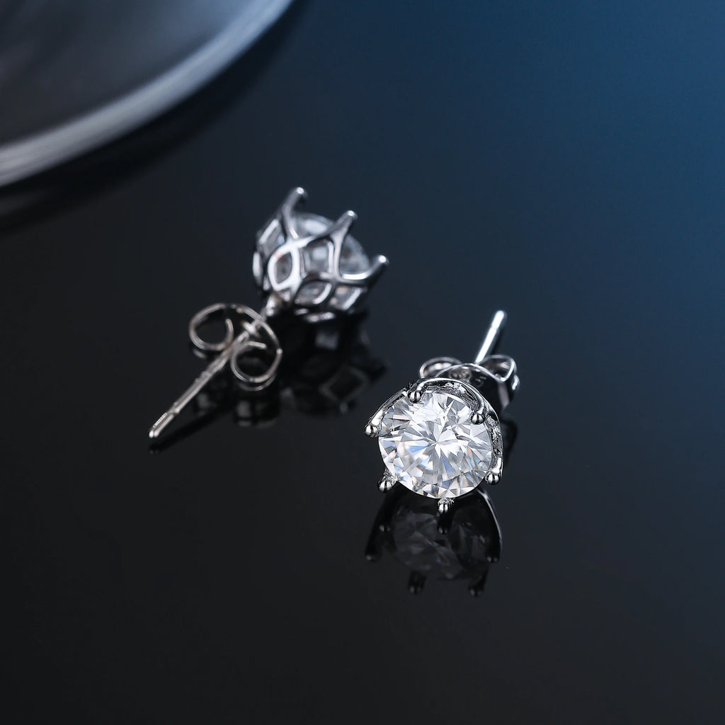 100% Real Sterling Silver S925 Moissanite Earrings Stud  With 2 Certificate D VVS1 Pass Diamond Test Pen For Women Men Jewelry