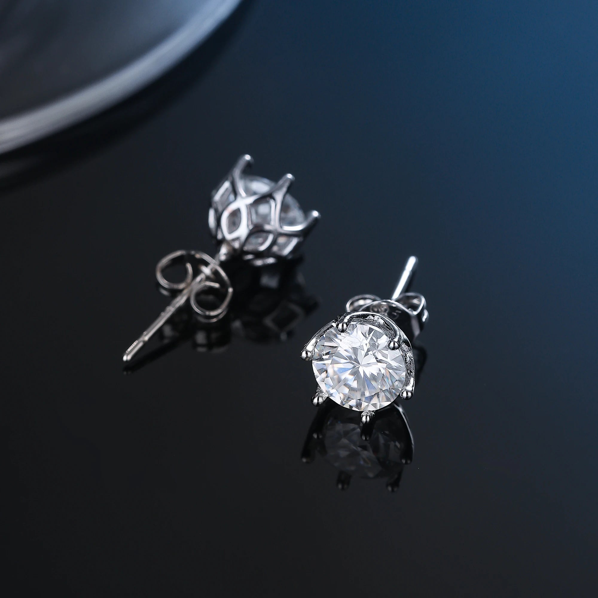 100% Real Sterling Silver S925 Moissanite Earrings Stud  With 2 Certificate D VVS1 Pass Diamond Test Pen For Women Men Jewelry