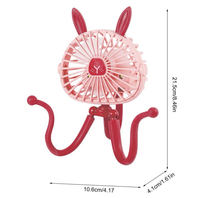 Baby Stroller Cooling Fan, Portable Fan with Tripod Clip on, Handheld Fan USB Rechargeable for Bed, Car Seat, Travel, Camping