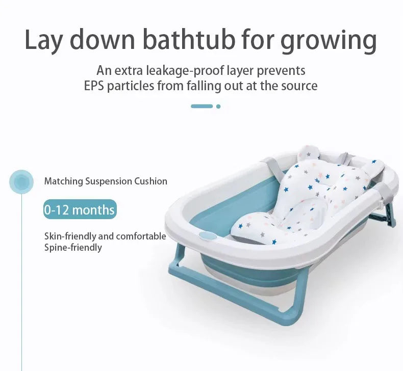 PANGDUBE Baby Bath Seat Newborn Bathtub Cushion Adjustable Support Pad with Non-Slip Mat 0-12 Months Shower Safety Float