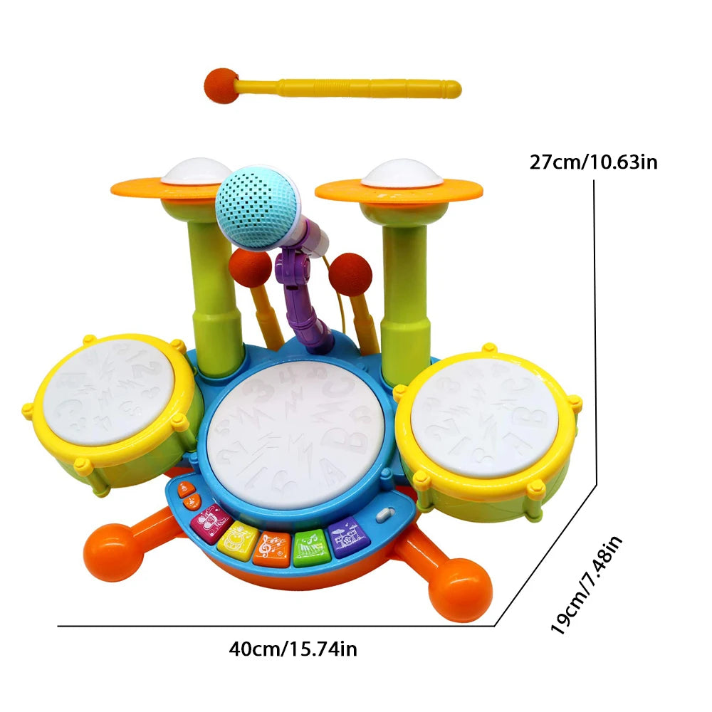 Kids Boy Girl Electric Drum Kit,Musical Instruments Learning Toys with 2 Drum Sticks Adjustable Microphone Birthday for Boys&Gir