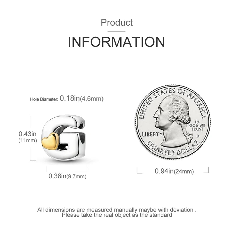 925 Sterling Silver DIY Alphabet Charms Beads LOVE Heart Letter Fit Original Bracelet Bangle Necklace Jewelry Marking Gift