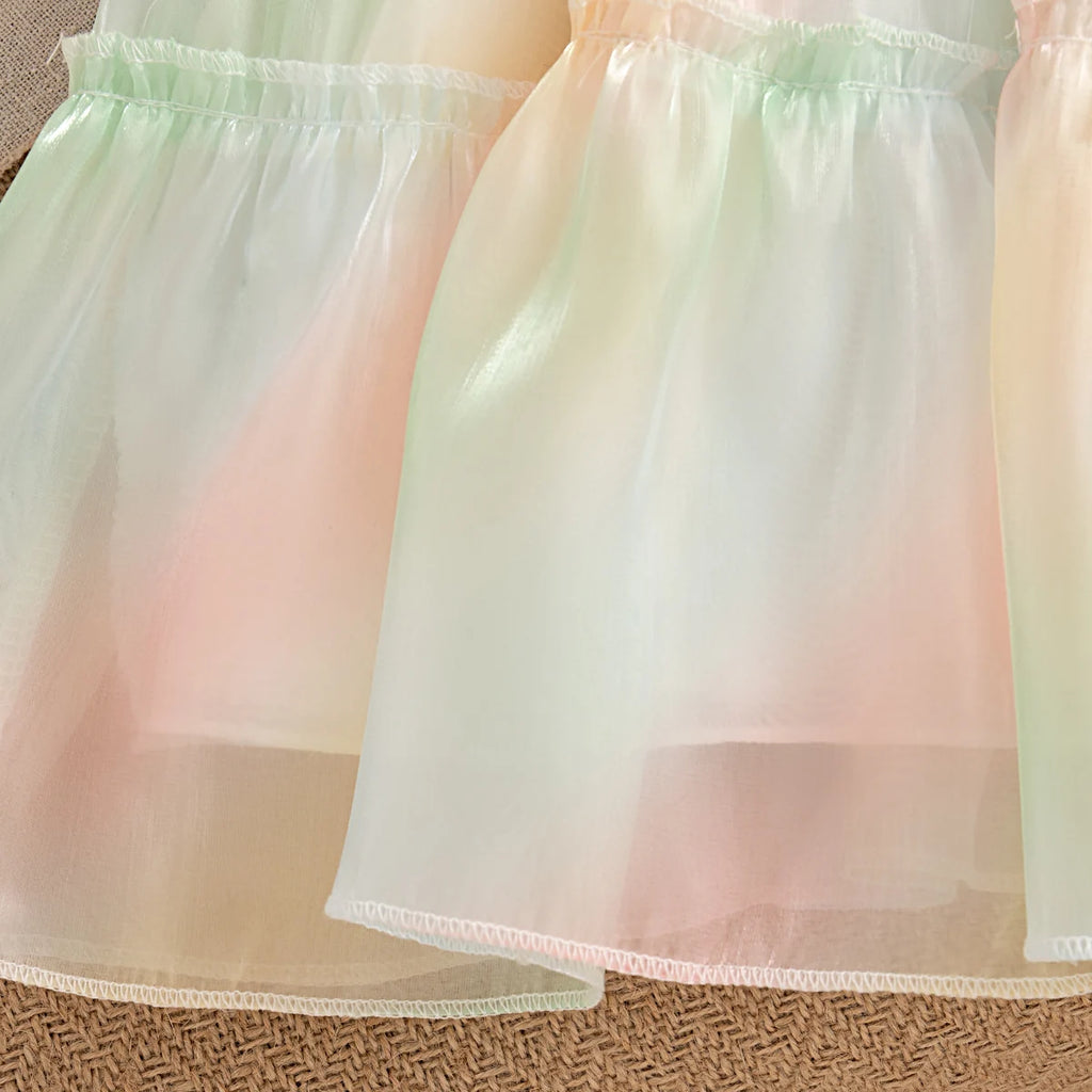 Summer New Colorful Tie Dye Sling Baby Girl Dress, Sweet Flower Children'S Clothing For Babies Aged 9 Months To 4 Years Old