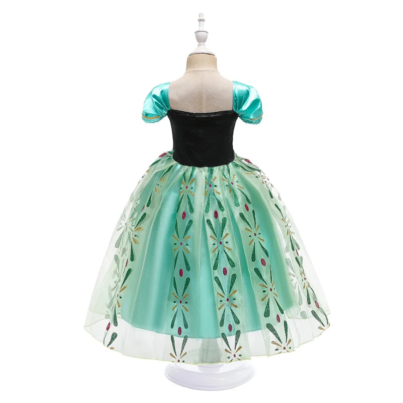 Anna Dresses Children Princess Dress Girl Cosplay Costume Kids Summer Clothes Halloween Birthday Carnival Robe Party Disguise