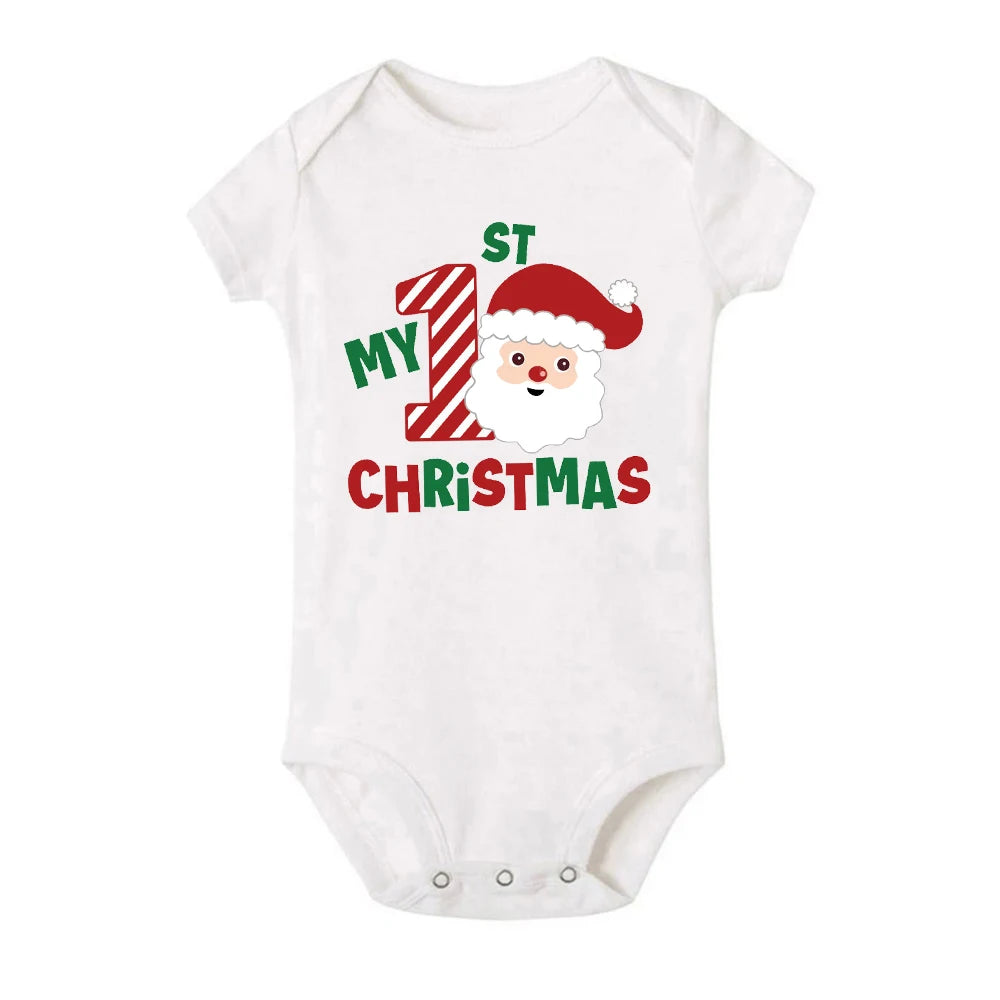 It Is My First Christmas Baby Short Sleeve Romper Toddler Baby Boy Girl Clothes Outfit Bodysuit Newborn Ropa Xmas Best Gifts